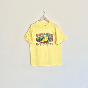 NEW Vintage 90s Voyager Submarines Hawaii Graphic Yellow T Shirt Adult Large